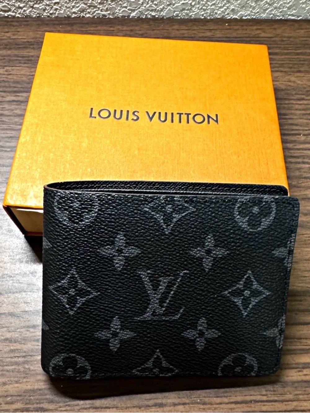 Louis Vuitton Black Monogram Canvas Men's Bifold Wallet